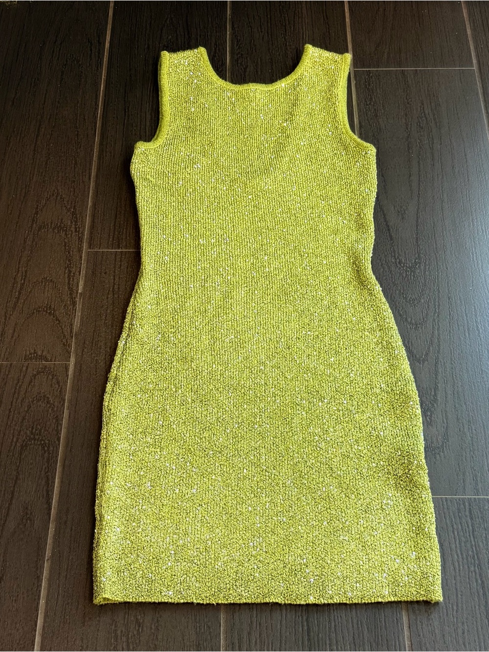 Sleeveless Glitter Bodycon Mini Dress in Light Olive - Picture 8 of 14